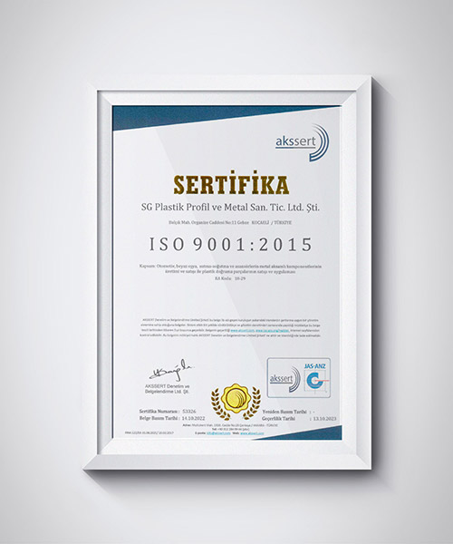 ISO 9001:2015 KALİTE SERTİFİKASI